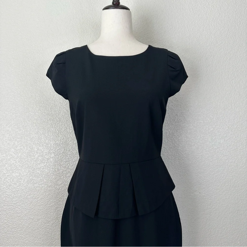 J. Crew Wool Blend Black Peplum Waist Dress, Size 4
